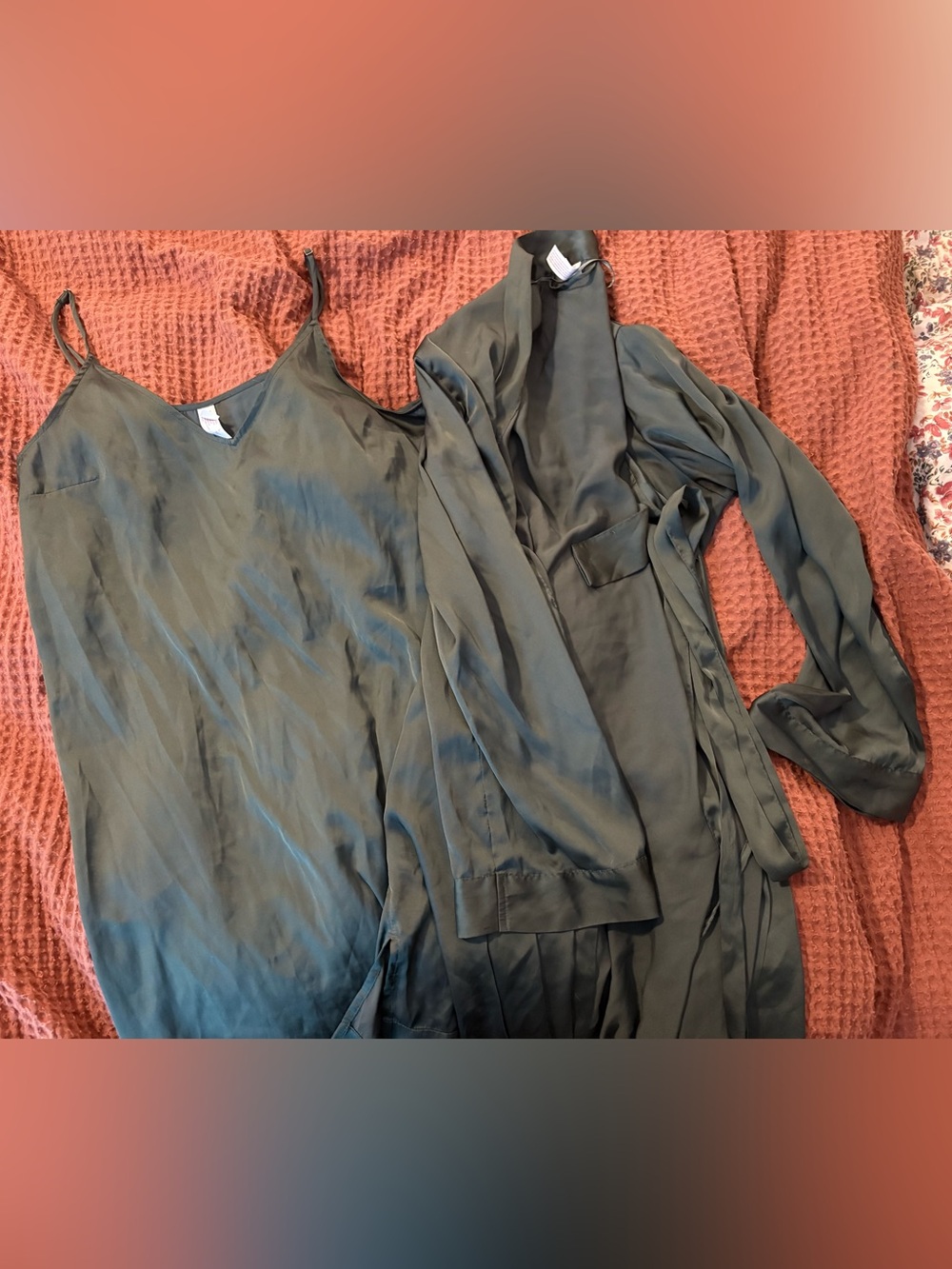 stars above Olive Green Satin Sleepwear Set